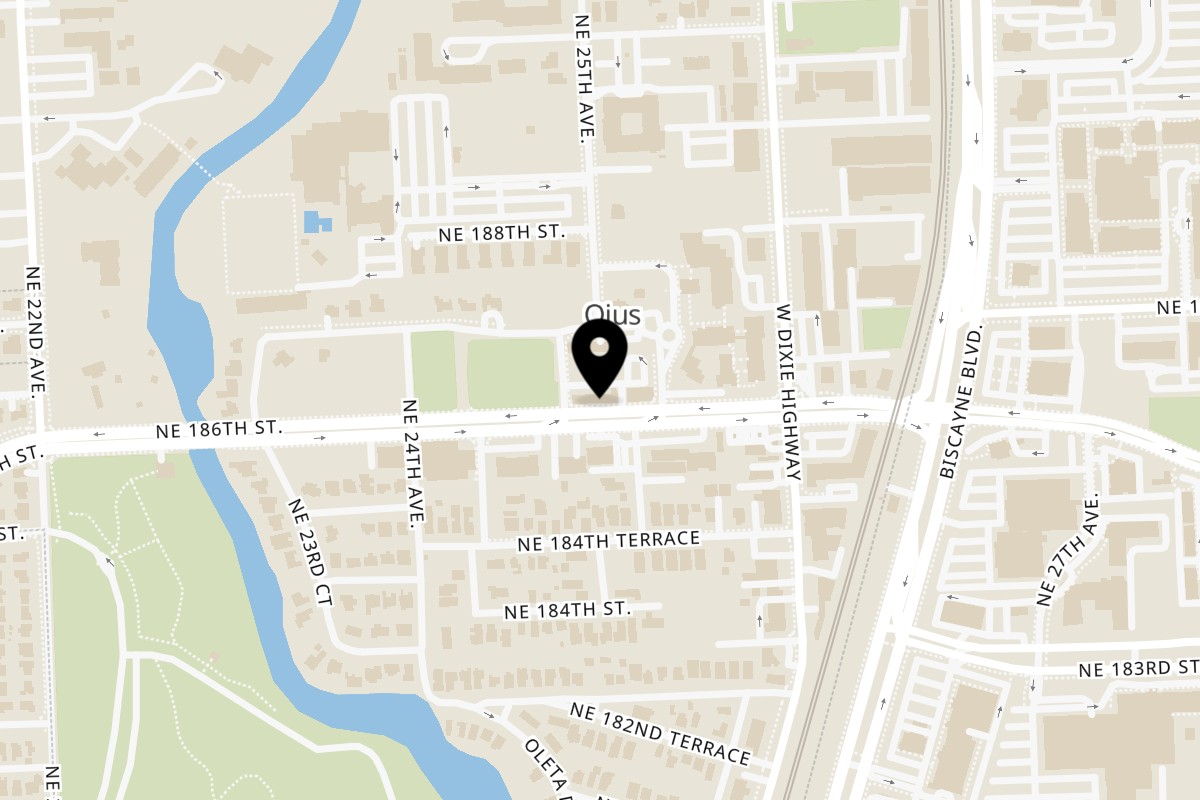 Map showing the location of POKÉ + GO on 2451 NE 186th St #4 in Miami